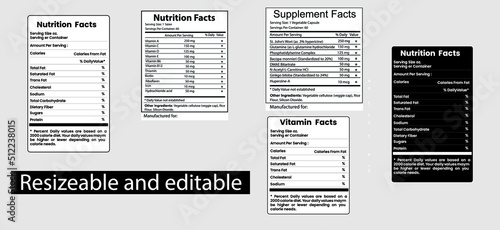 Supplement facts and vitamin facts template ,nutrition facts template photo