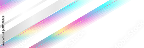 Holographic glossy stripes geometric abstract tech background. Vector art colorful design