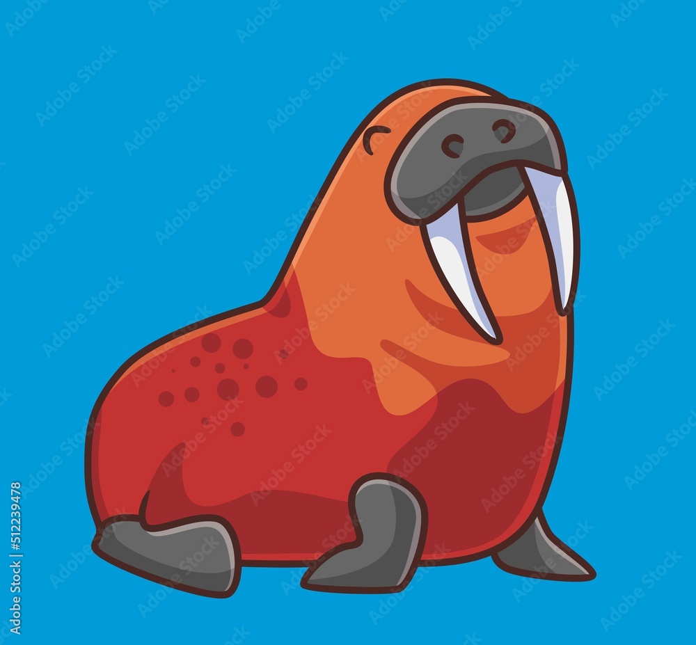 Fototapeta premium cute walrus happy. isolated cartoon animal illustration. Flat Style Sticker Icon Design Premium Logo vector. Mascot Character