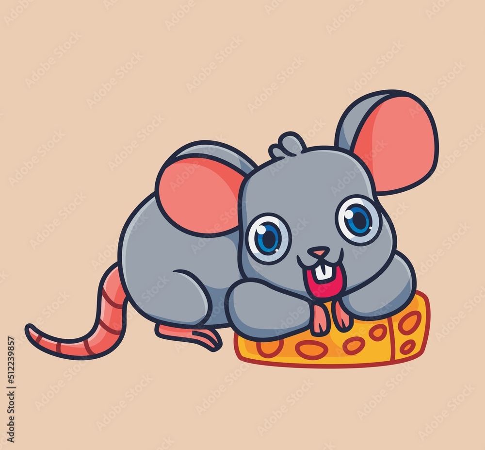 cute cartoon mouse get piece of cheese. isolated cartoon animal illustration vector cute cartoon mouse get piece of cheese. isolated cartoon animal illustration vector