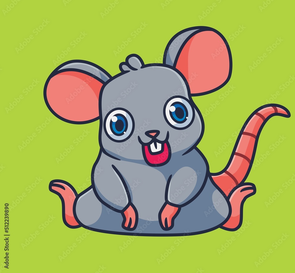 Fototapeta premium cute cartoon mouse sitting happy. isolated cartoon animal illustration vector