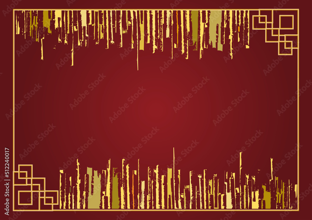 Chainese background with Gloden bamboo and red background