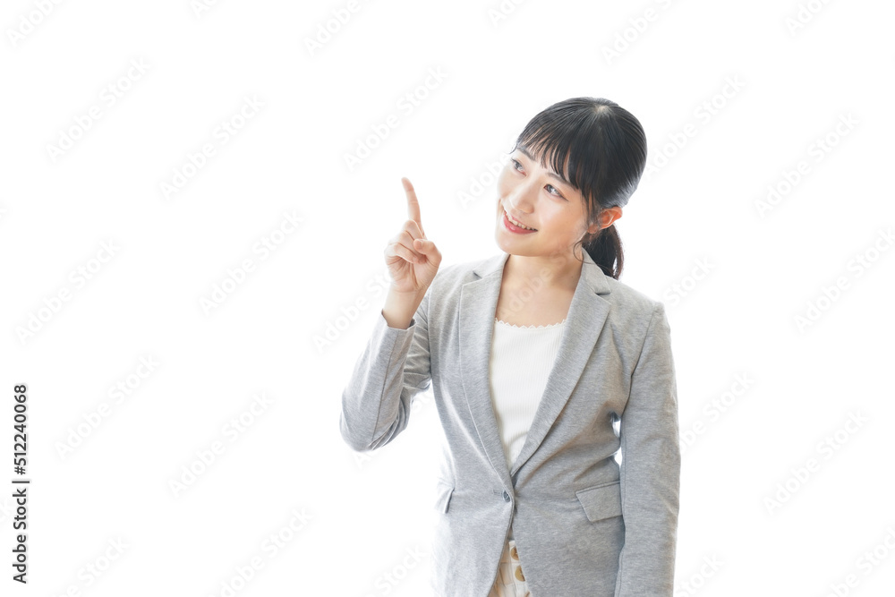 Business Woman pointing something with smile Business Woman pointing something with smile