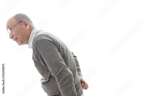 Aged man suffering from backache