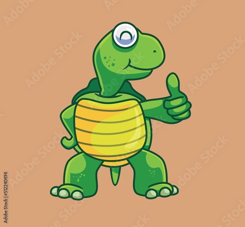 cute cartoon turtle give a thumb. isolated cartoon animal illustration vector