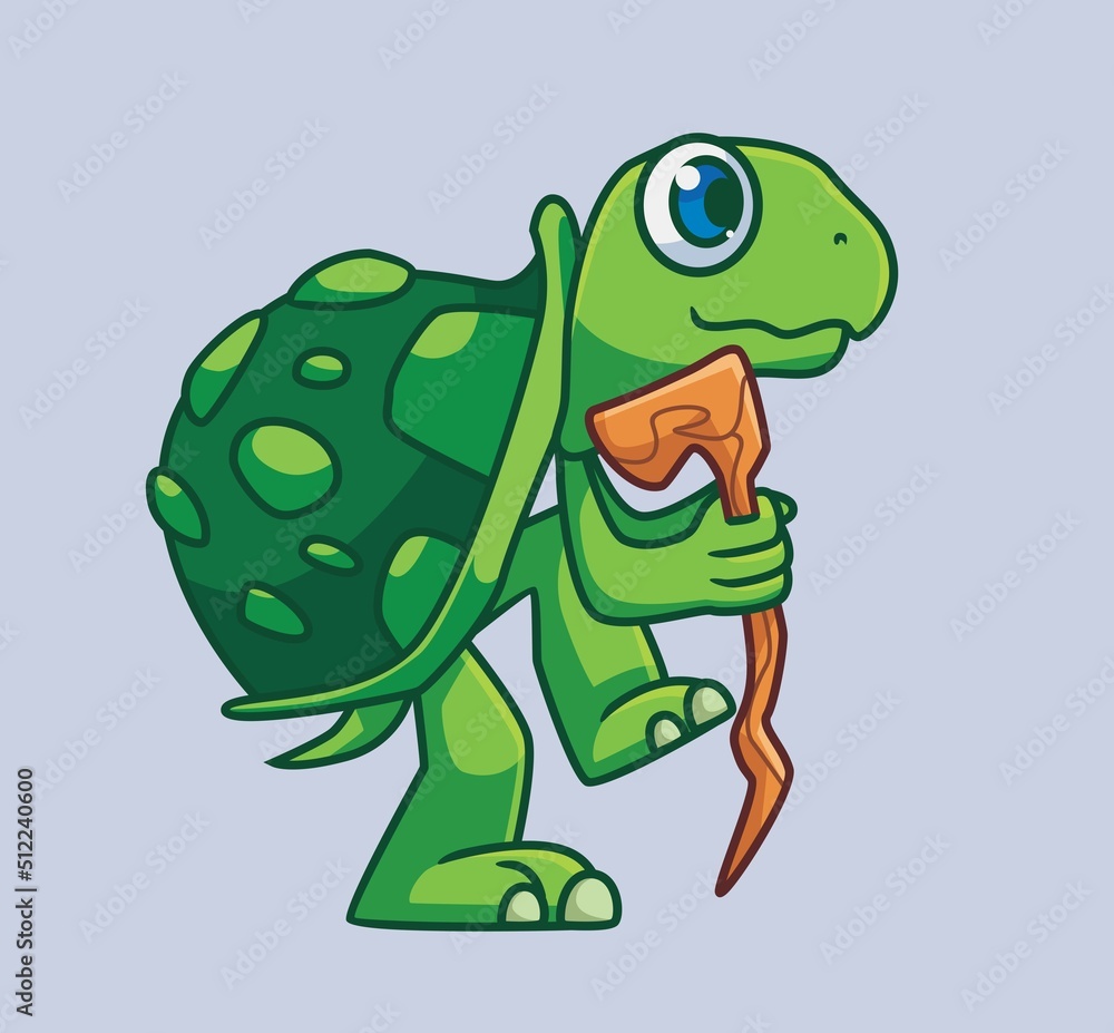Obraz premium cute cartoon turtle walking. isolated cartoon animal illustration vector