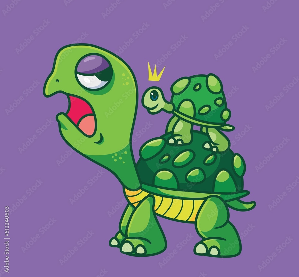 Fototapeta premium cute cartoon turtle parent. isolated cartoon animal illustration vector