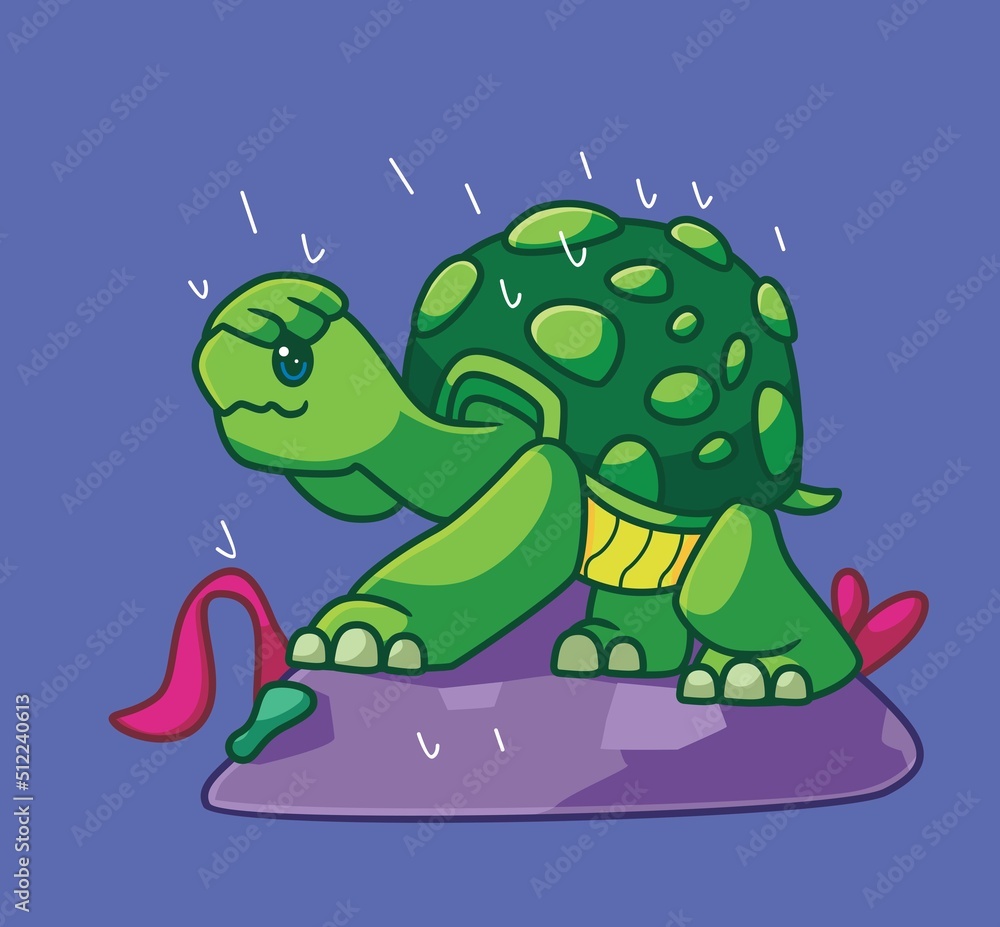 Obraz premium cute cartoon turtle rain weather. isolated cartoon animal illustration vector