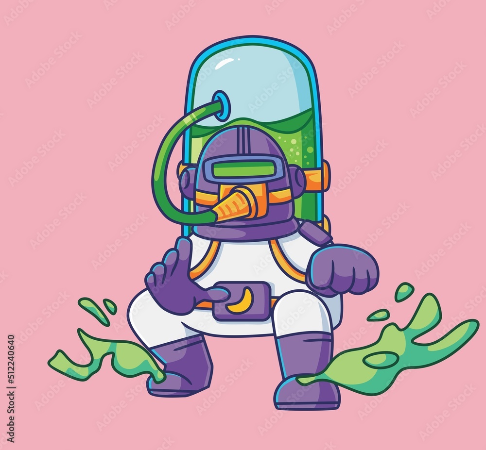 cute astronaut pose. Isolated cartoon person illustration. Flat Style vector