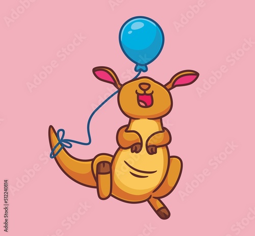 cute cartoon kangaroo with balloon. isolated cartoon animal illustration vector