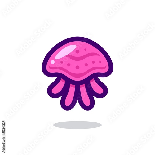 jellyfish logo. cute jellyfish cartoon vector. pink jelly fish mascot icon logo vector illustration 