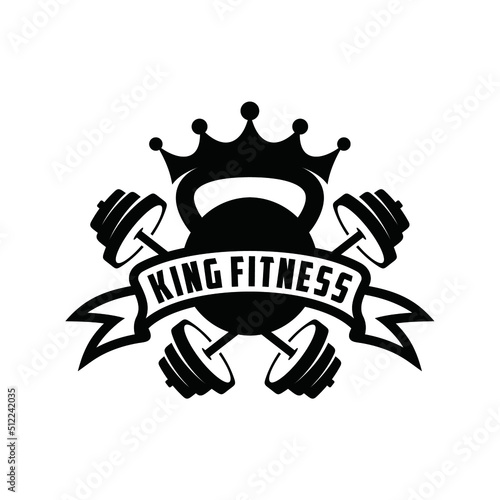 King Fitness logo concept. KettleBell & Barbel gym templates