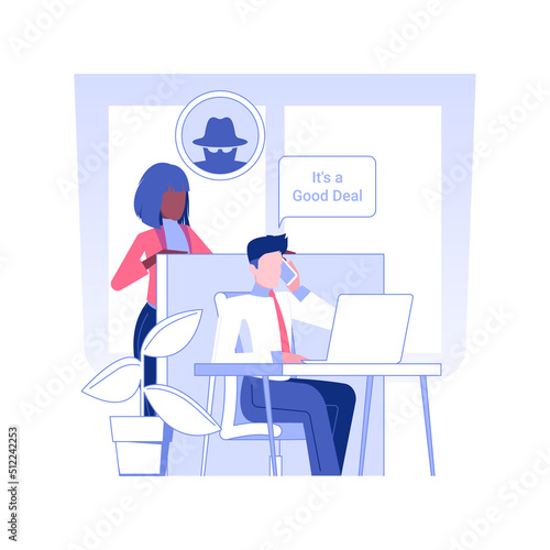 Competition in a workplace isolated concept vector illustration. Man looks at his colleague with suspicion, competition among employees, human resources, pursue career vector concept. © Vector Juice