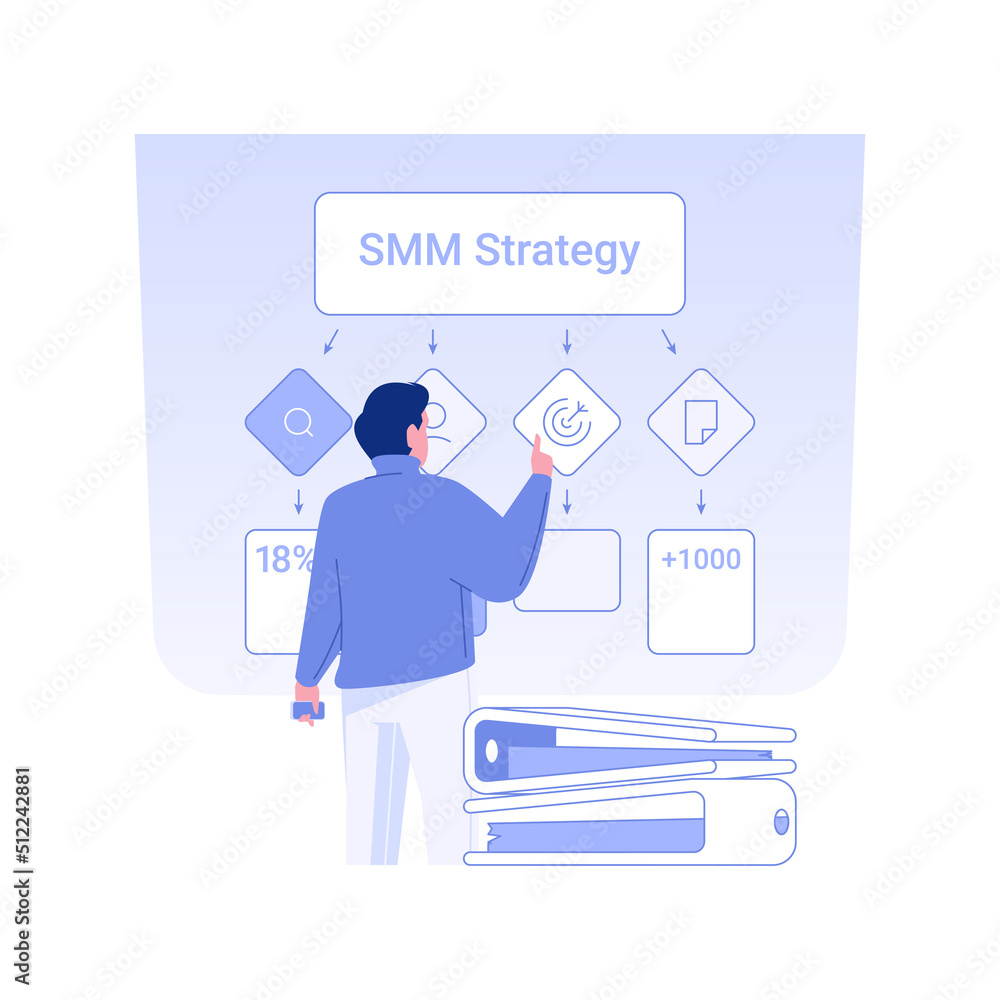 SMM strategy development isolated concept vector illustration. SMM specialist develops business promotion strategy, digital marketing, advertising agency, context ads vector concept.