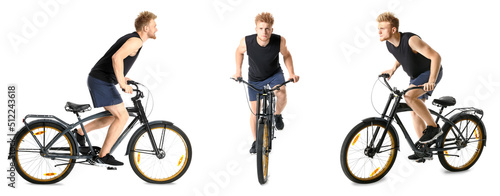 Set of sporty young man rid...