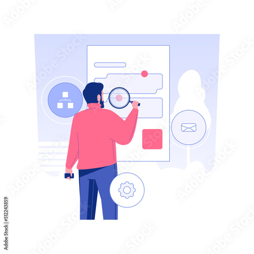Remote proofreading isolated concept vector illustration. Editor checks for errors in the text  articles proofreading process  digital marketing  advertising agency vector concept.