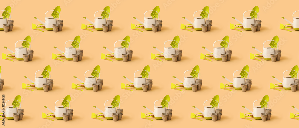 Gardening tools on color background Gardening tools on color background