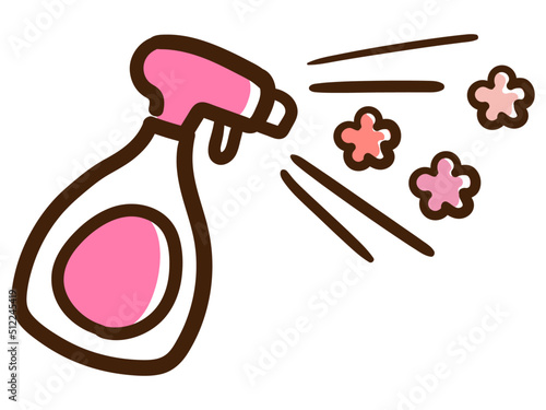 フローラルな香りの消臭剤のかわいい手書き風デフォルメイラスト