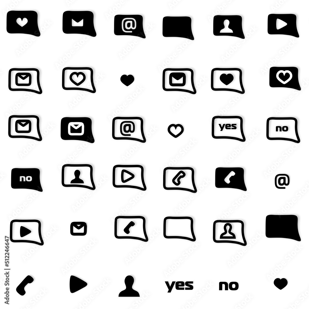 Black icons for the design of sites and profiles.