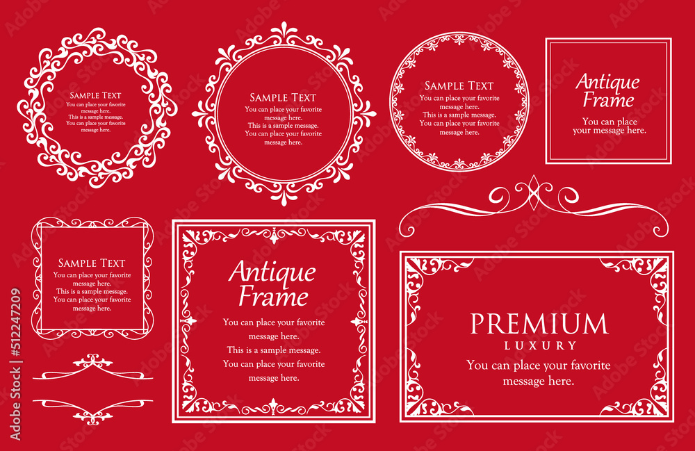 高級感のある　フレームデザイン　テンプレートセット　ラグジュアリー　ゴージャス　ビンテージ　アンティーク