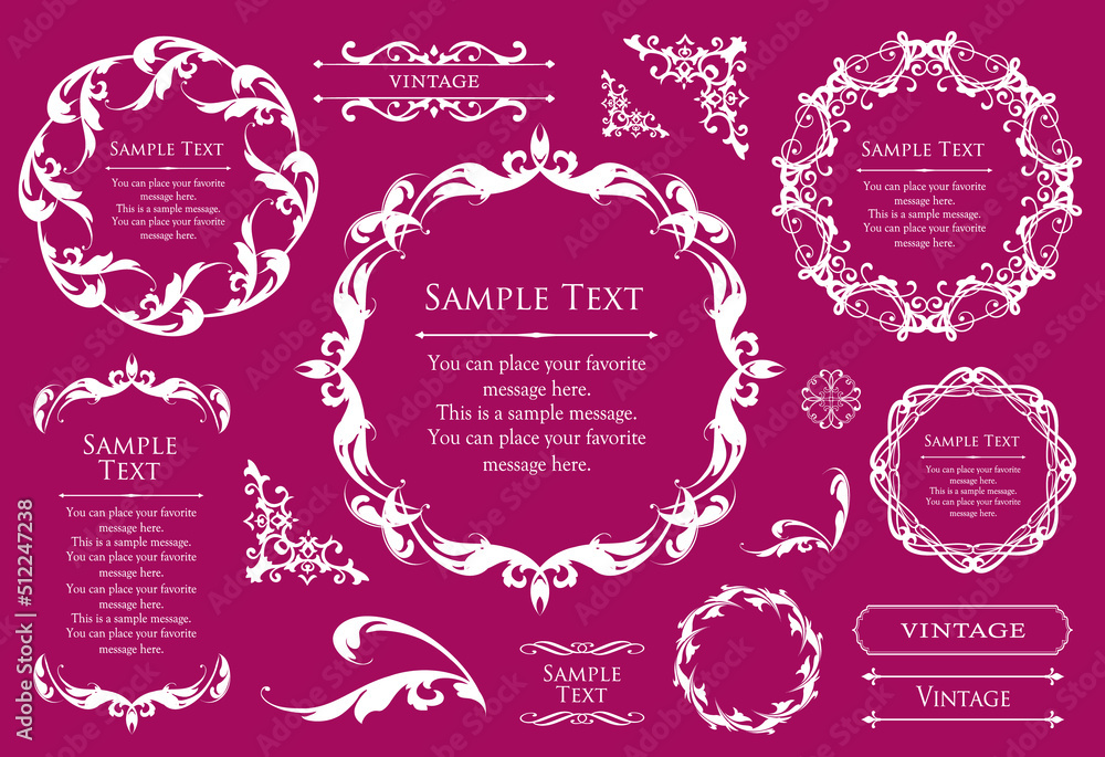 高級感のある　フレームデザイン　テンプレートセット　ラグジュアリー　ゴージャス　ビンテージ　アンティーク