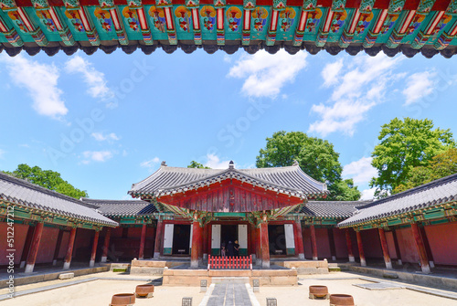 Korean treasure No.1578, Main Hall of Gyeonggijeon Shrine in Jeonj-si, Jeollabuk-do, South Korea. photo