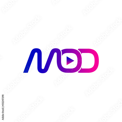 Letter MOD with music play button logo template