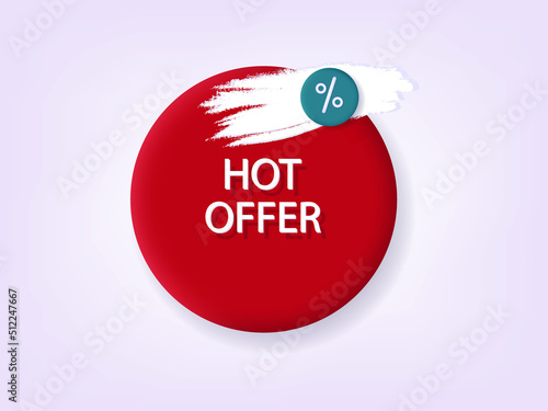 3d hot offer banner. Special discounts, big sale, mega advantageous offer. Business advertising, promotion of modern, seasonal sales, label with the announcement of reduced prices. Vector illustration