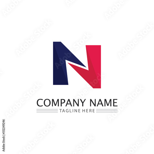 N font and Letter Logo Template design 
