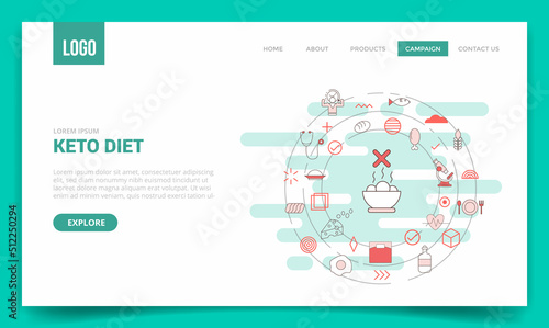 keto diet concept with circle icon for website template or landing page homepage