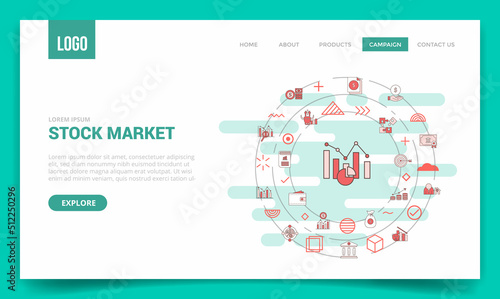 stock market concept with circle icon for website template or landing page homepage