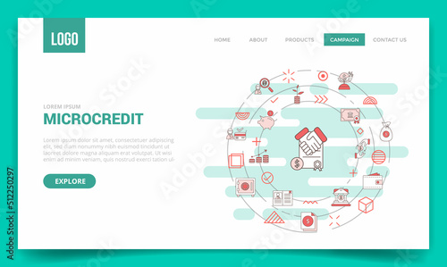 microcredit concept with circle icon for website template or landing page homepage