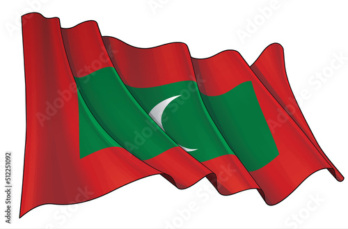 Waving Flag of Maldives photo