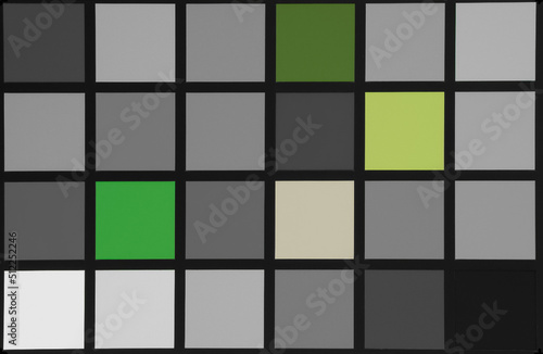 Green Color Group - Color Checkerboard, Modern Color Theory, Global Color Wheel, Color Strategist, Color Grading, Color Space, Color Palette, Hue Angle Color Chart - RGB, Hue, saturation & Luminance.