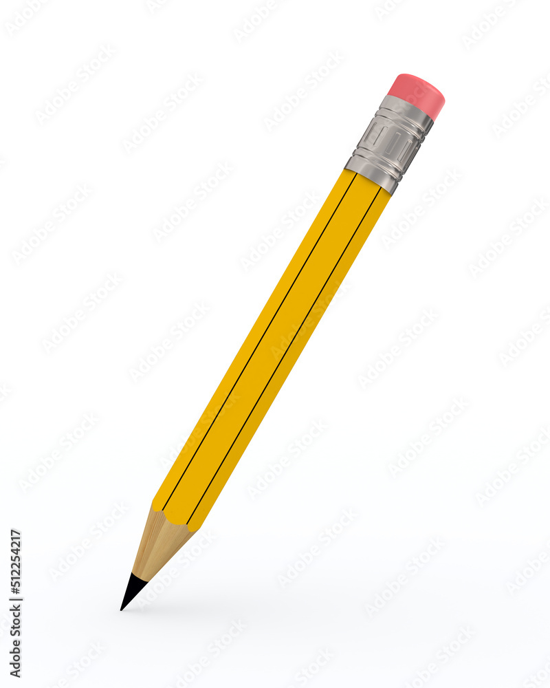 pencil on white background. Isolated 3d illustration pencil on white background. Isolated 3d illustration