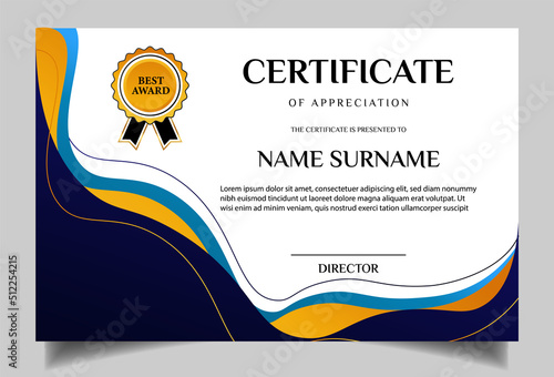 modern and simple wavy certficate of achiefement template