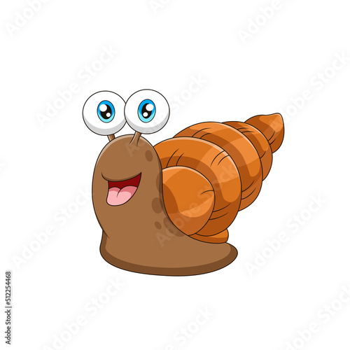 Cartoon cute snail with brown spiral shell.Vector illustration.Cute animal cartoon
