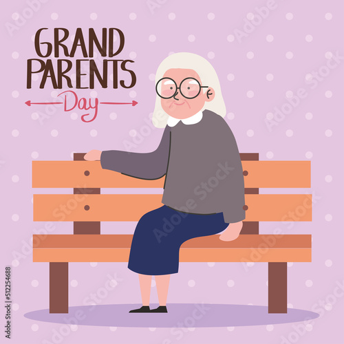 grandparents day lettering with grandmother