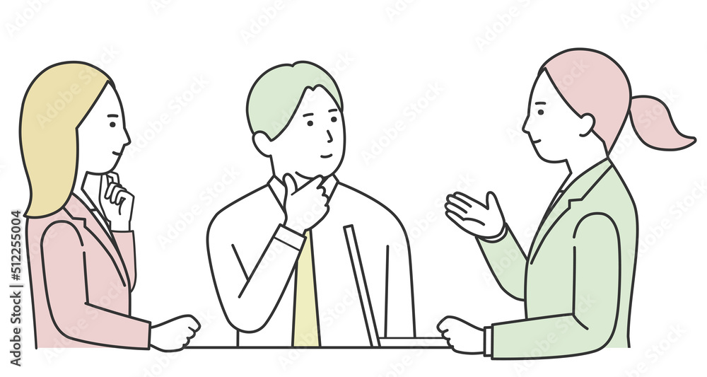 会話をするビジネスパーソン 3人_2