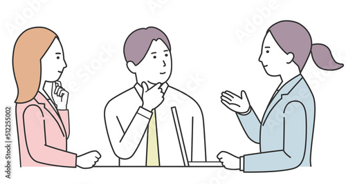 会話をするビジネスパーソン 3人_1