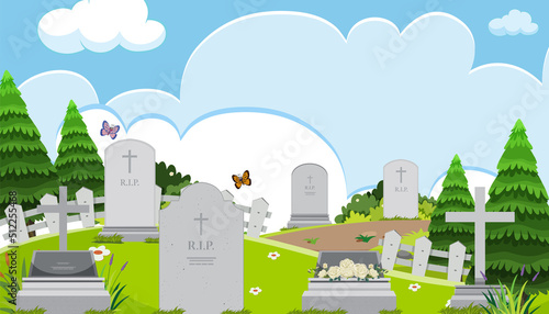 Scene of cemetery graveyard