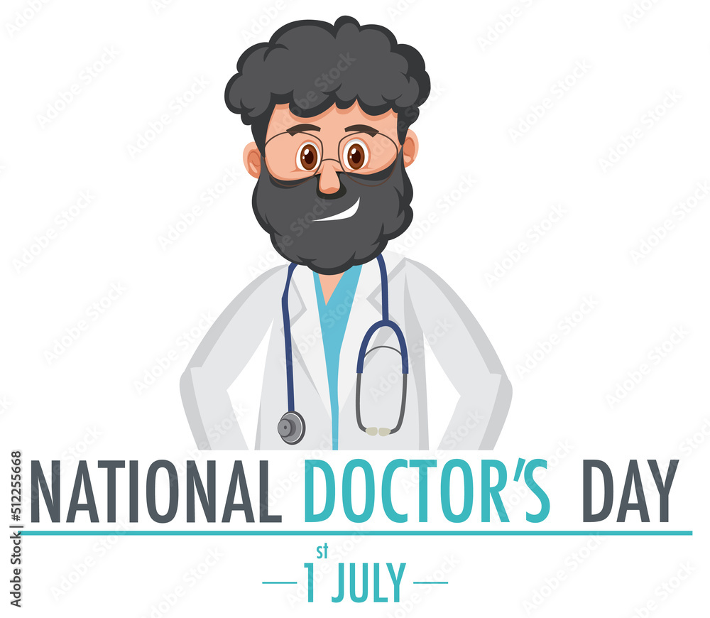 Male doctor on doctor day in July logo
