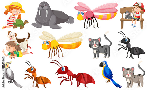 Set of various wild animals in cartoon style © brgfx