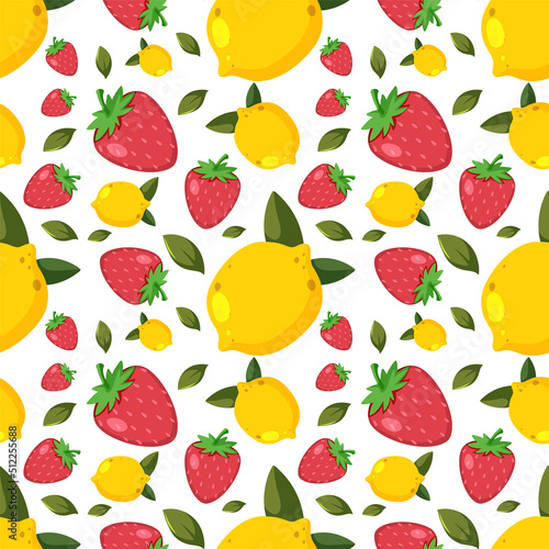 Fototapeta Naklejka Na Ścianę i Meble -  Cartoon fruits seamless pattern