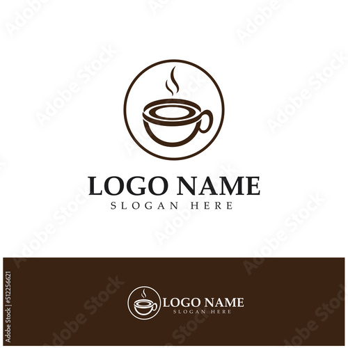 Coffee cup coffee bean coffee farm logo Template vector icon illustration  design