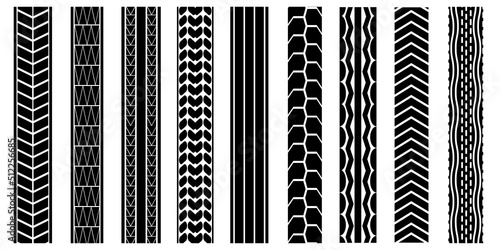 Tire patterns. Geometric texture. Grunge texture. Seamless pattern. Vector illustration. stock image. 