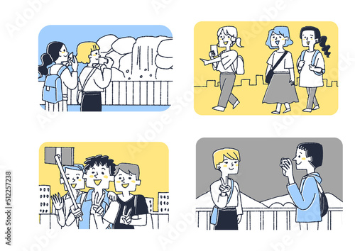 複数人で行く楽しい旅の思い出のセット1