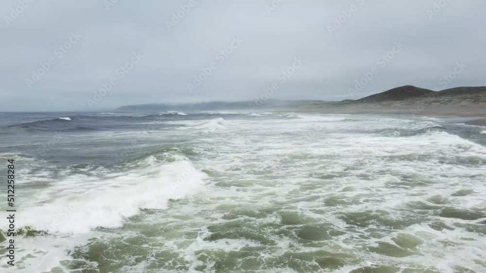 Pullback Shot Of Waves Splashing In Blue Wide Ocean, Cool Breeze, California Pullback Shot Of Waves Splashing In Blue Wide Ocean, Cool Breeze, California