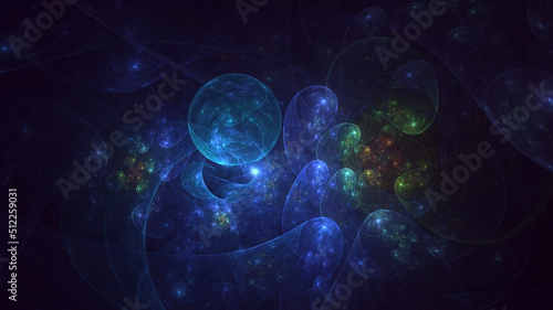 3D rendering abstract multicolor fractal light background