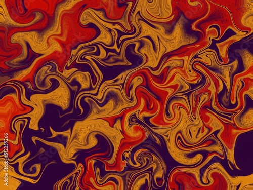 Purple red orange liquid marble texture background
